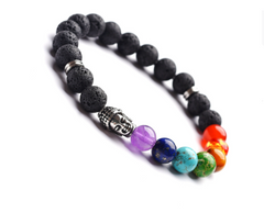 8mm Chakra Beads Yoga Lava Rock Buddha Bracelet